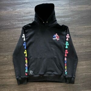 Used CHROME HEARTS Multicolor Cross Metallic Back Print Hoodie M Pullover Hoodie
